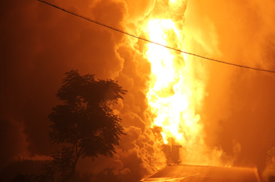 32噸黃磷失火現(xiàn)場